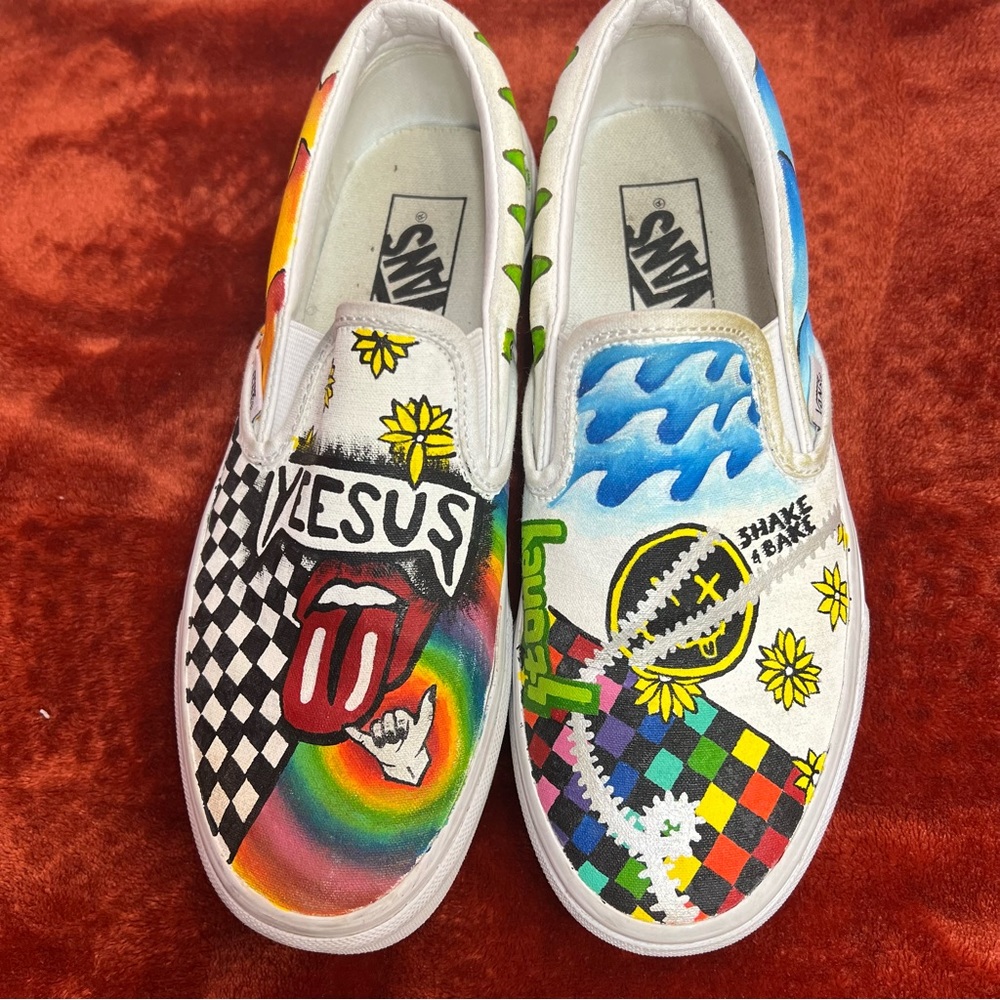 Vans Women’s US 8/ Men’s US 6.5 Custom Hand Painted Vans Multicolored